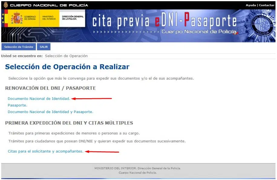 Cita DNI Operacion expedicion o renovacion